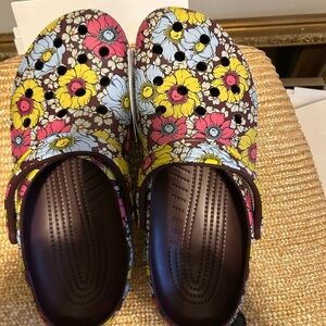 CROCS Classic Retro Floral Clogs - Yellow, Light Blue, Maroon